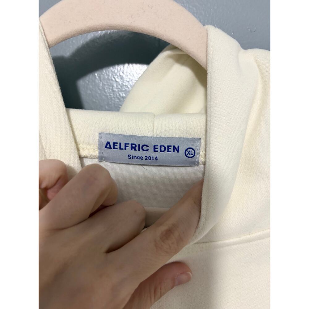 Aelfric Eden White Embroidery Eden Star V303 Oversized Unisex Hoodie XL - Picture 3 of 9